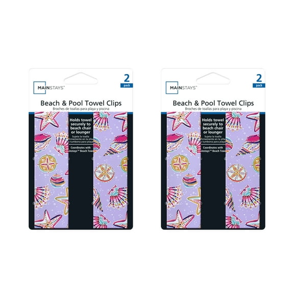 Mainstays Beach and Pool Towel Clip Seashell Design 2 count