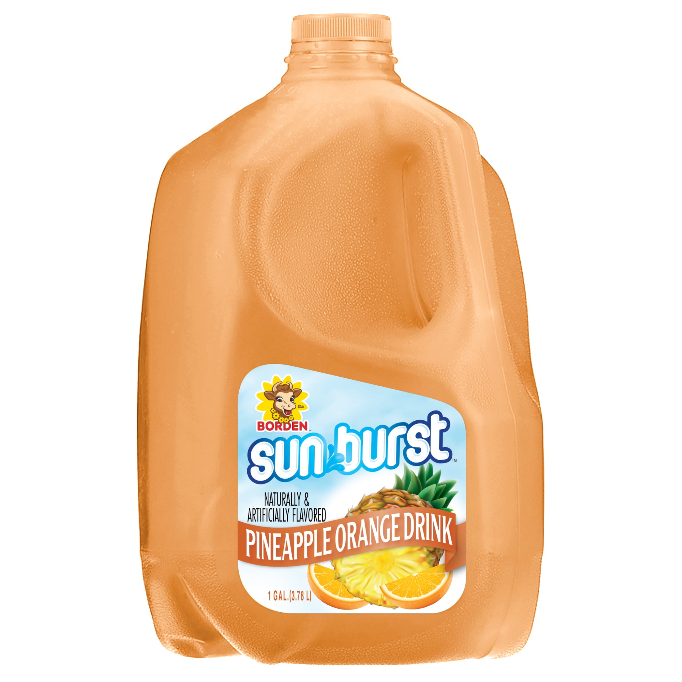 Borden Sunburst Orange Pineapple Flavored Fruit Drink 1 Gallon Jug Liquid Smooth Refrigerated