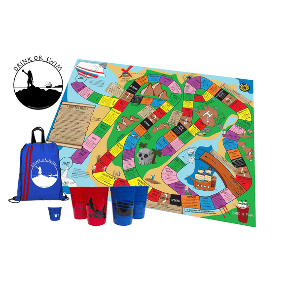 DRINK or SWIM - Lifesize Survival Party Game for 2-12 players. Drinking game, Gift for him, Gift for her, 21st Birthday, Adult Board Games, Fun Game