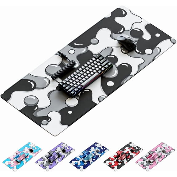 DRIP Edition XXL Black & White Gaming Mouse Pad - Professional Artisan Mouse Pad - Black & White Gaming Desk Mat - 36" x 16" Thick Extended XXL Gaming Mouse Pad (Stealth)