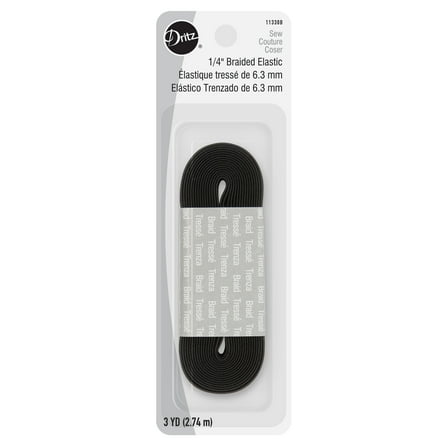 Dritz 1/4" Sewing & Crafting Braided Elastic Black 3 Yards