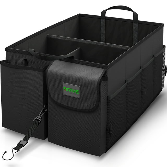 DRIVE Auto Products Multi Compartment Car Organizer and Trunk Storage, SUV Cargo Accessories Black