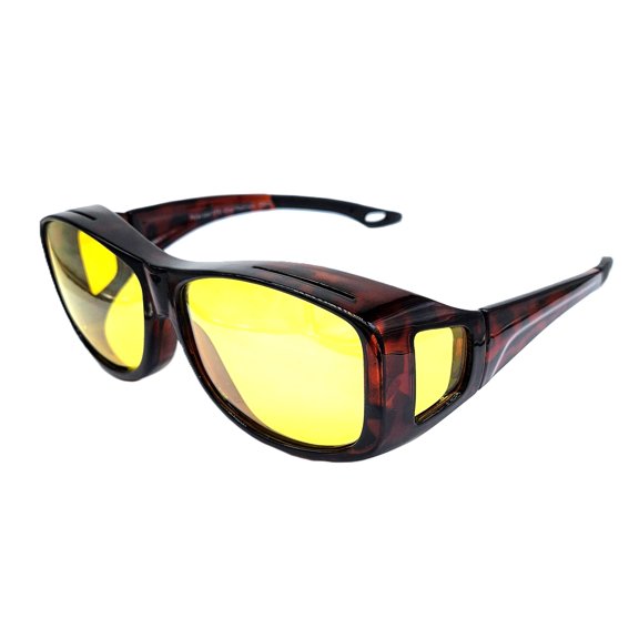DRIVE Over-the-Glasses Night Driving Polarized Yellow Lens Dark Tortoise Large