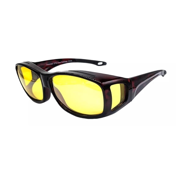 DRIVE Over-the-Glasses Night Driving Polarized Yellow Lens Dark Tortoise Medium