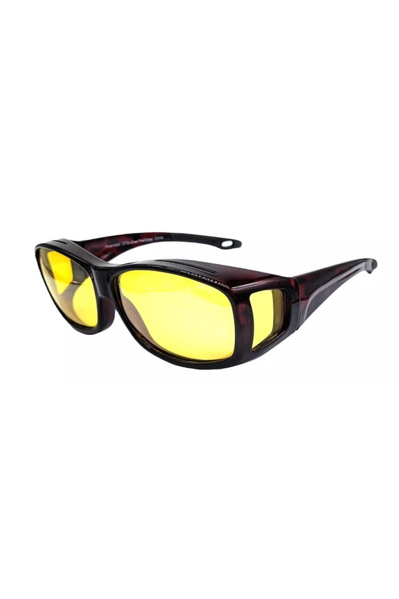 DRIVE Over-the-Glasses Night Driving Polarized Yellow Lens Dark Tortoise Medium