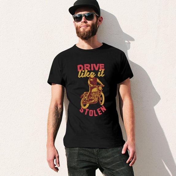 DRIVE STOLEN Vintage T-shirt Mens Cotton Classic Crewneck Short Sleeve Tees Unisex Black 3XL