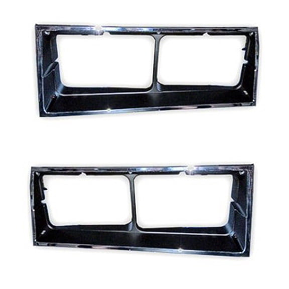 DRIVER AND PASSENGER SIDE PAIR OF CHROME/PAINTED HEAD LIGHT BEZELS;   1984 HURST/OLDS MODELS; AND 1985-86 442 MODELS; MADE OF ABS PLASTIC