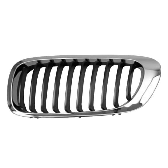 DRIVER SIDE GRILLE; TO 03/2003 PRODUCTION DATE EXCEPT M3; BLACK FINS  WITH CHROME FRONT EDGE WITH CHROME OUTER MOLDING; MADE OF PLASTIC