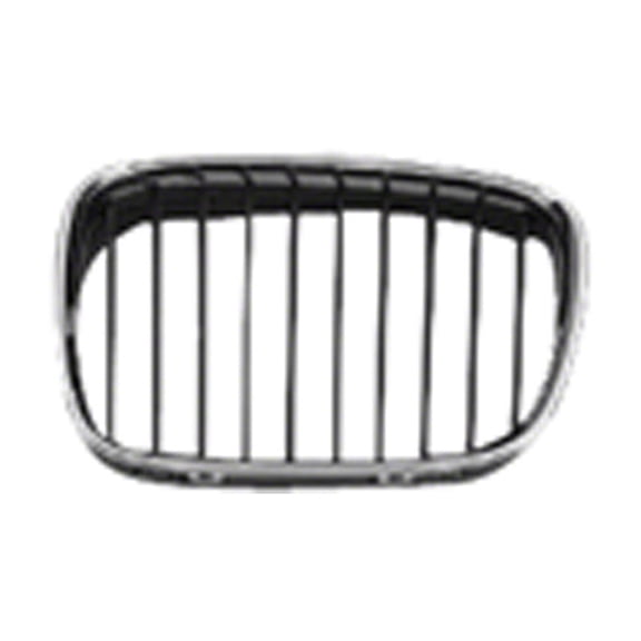 DRIVER SIDE HOOD-MOUNTED GRILLE; BLACK WITH CHROME OUTER MOLDING; FOR SEDAN AND WAGON 528/540 MODELS; MADE OF PLASTIC