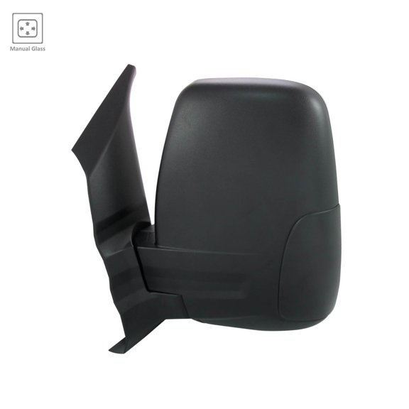 DRIVER SIDE MANUAL DOOR MIRROR; FITS CARGO VANS WITH MEDIUM/HIGH      ROOF; SHORT ARM STYLE; TEXTURED COVER [FO]