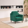 thumbnail image 1 of DRKAT Mid Century Modern Accent Chair, Upholstered Reading Armchair for Living Room, Velvet Comfy Sofa Chair with Wood Legs for Bedroom, Office, Waiting Room, Green, 1 of 8
