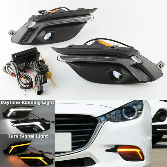 DRL FOR MAZDA 3 AXELA 2017 2018 LED DAYTIME RUNNING LIGHT FOG LAMP W TURN SIGNAL