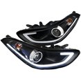thumbnail image 1 of DRL LED Light Bar Strip Projector Headlight Head Lamp In Black Housing Clear Lens Made For And Compatible With 2011 - 2013 Hyundai Elantra 4 Door Sedan 11 12 13, 1 of 8