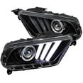 thumbnail image 1 of DRL LED Switchback Sequential Signal Light Bar Strip Projector Headlight Head Lamp In Matte Black Housing Clear Lens Made For And Compatible With 2010 - 2014 Ford Mustang 10 11 12 13 14, 1 of 8