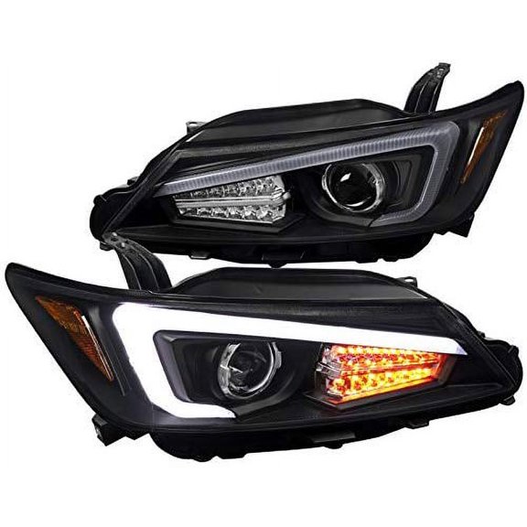 DRL Optic LED Light Bar Projector Headlight Head Lamp Replacement in Black Housing Clear Lens Made For And Compatible With 2011 - 2013 Scion tC 11 12 13