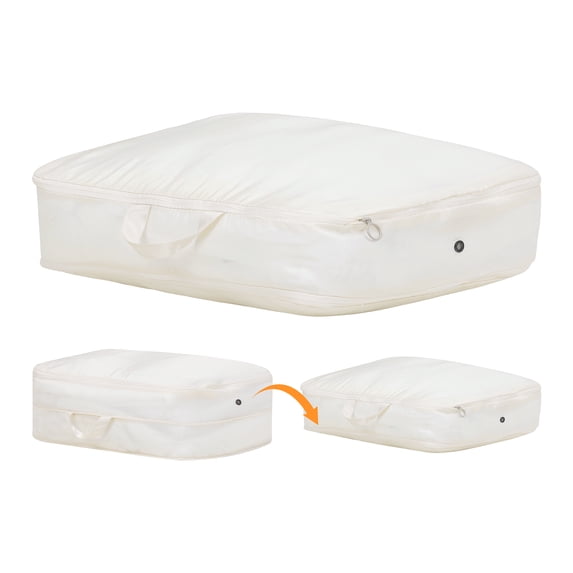 REGALWOVEN 1 Pack Foldable Clothes Storage, Storage Bags, Moving Bags for Organizing Bedroom, Clothing, Storage Containers with Handles Beige 15.5*12*4.5in