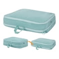 thumbnail image 1 of REGALWOVEN 1 Pack Foldable Clothes Storage, Storage Bags, Moving Bags for Organizing Bedroom, Clothing, Storage Containers with Handles Blue 15.5*12*4.5in, 1 of 7