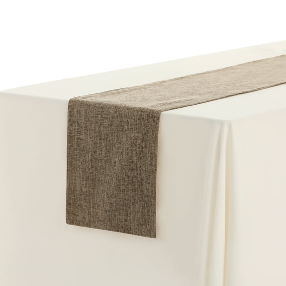 REGALWOVEN 1 Pack Solid Color Table Runner Long Linen Table Banner Coffee 12"x71"