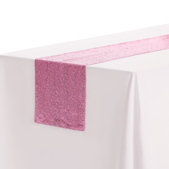 REGALWOVEN 1 Pack Sparkly Sequin Table Runner for Dining Table Rose Pink 12'x108'