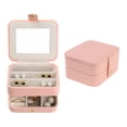 thumbnail image 1 of REGALWOVEN 2 Layer Accessory Box with Mirror, PU Leather Accessory Organizer Case Storage Display Holder Pink, 1 of 7