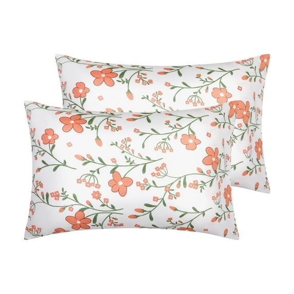 REGALWOVEN 2 Pack Pillowcase with Envelope Closure, Floral Pillow Cases for Hair Pink Queen