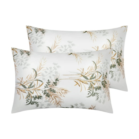 REGALWOVEN 2 Pack Pillowcase with Envelope Closure, Floral Pillow Cases for Hair Yellow Queen