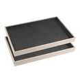thumbnail image 1 of REGALWOVEN 2 Pack Stackable PU Leather Accessory Organizer Trays with Removable Dividers for Drawers, Accessory Case Black Flat Tray, 1 of 7