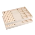 thumbnail image 1 of REGALWOVEN 2 Pack Stackable Velvet Accessory Organizer Trays with Removable Dividers for Drawer Yellow Necklace/Ring/8 Grid Tray, 1 of 7