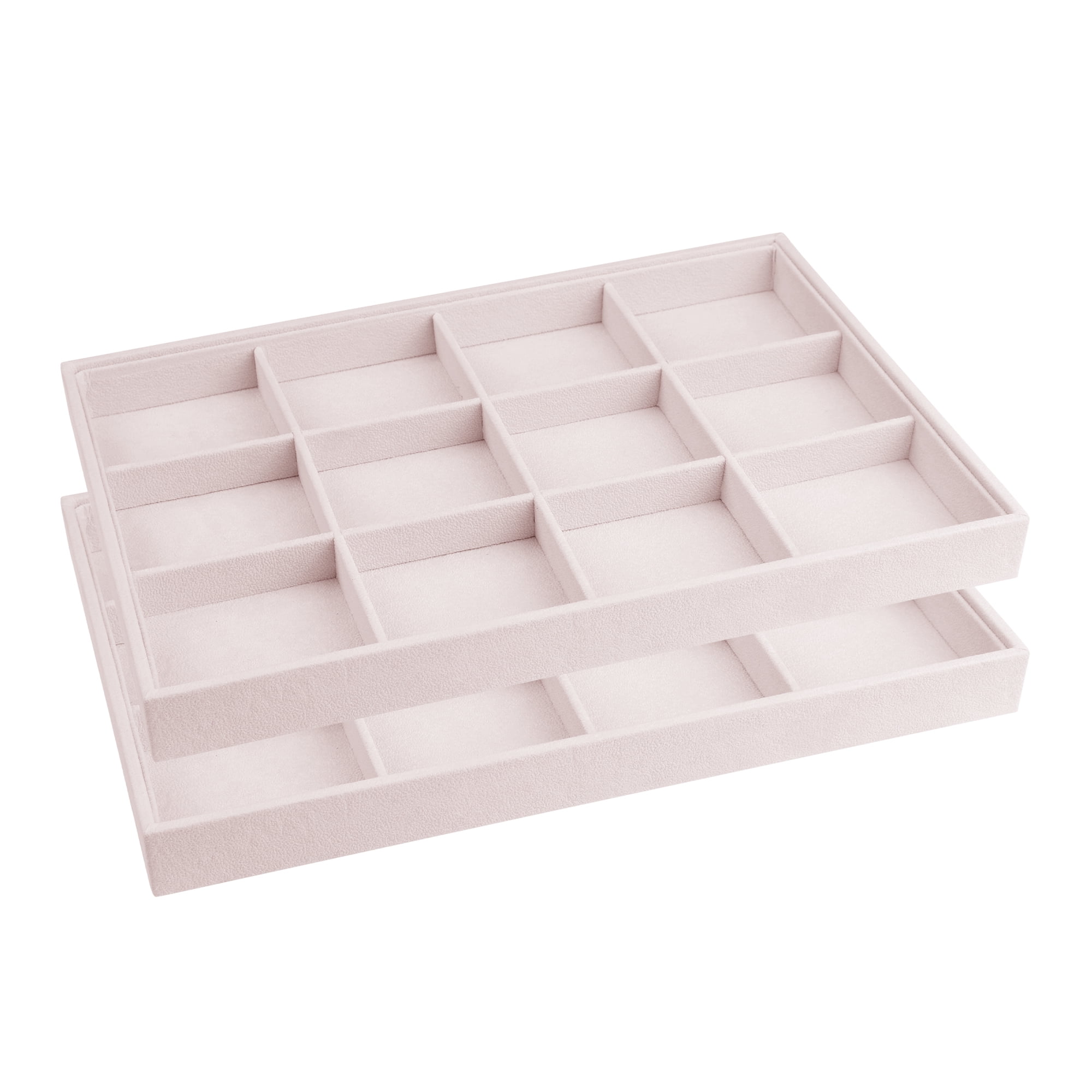 DRMHM 2 Pack Stackable Velvet Jewelry Organizer Trays with Removable ...