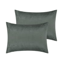 REGALWOVEN 2 Pack Velvet Pillowcases Fuzzy Flannel Pillow Covers with Envelope Closure Grey Queen(20"x30")