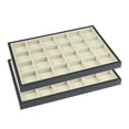 thumbnail image 1 of REGALWOVEN 2 Pcs Stackable Velvet Accessory Organizer Trays with Removable Dividers for Drawers, Accessory Organizer Black 24 Grid Tray, 1 of 7
