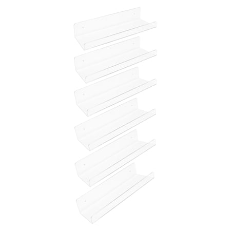 REGALWOVEN Acrylic Floating Shelves for Wall, Acrylic Shelves for Bathroom Kitchen Room Wall Display Shelf Clear 6 Pack