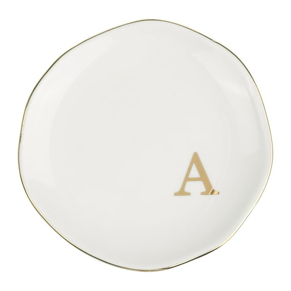 REGALWOVEN Ceramic Jewelry Tray, Girls' Decorative Trinket Ring Dish for Organizing Earrings Necklaces Bracelets Watch Keys White A