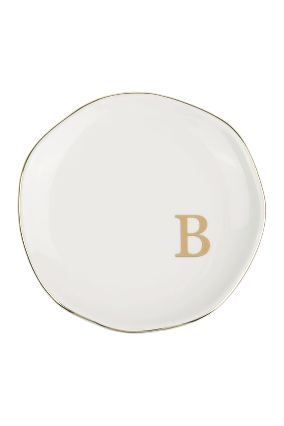 Ceramic Jewelry Tray, Girls' Decorative Trinket Ring Dish for Organizing Earrings Necklaces Bracelets Watch Keys White B