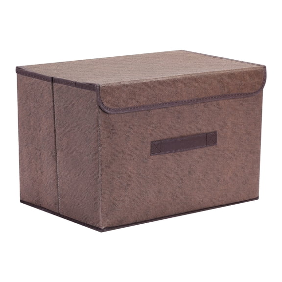 REGALWOVEN Collapsible Fabric Storage Bin Basket with Lid and Handle, Storage Cube for Shelves Closet Organizing Clothes Books Coffee 14*9*9.5in