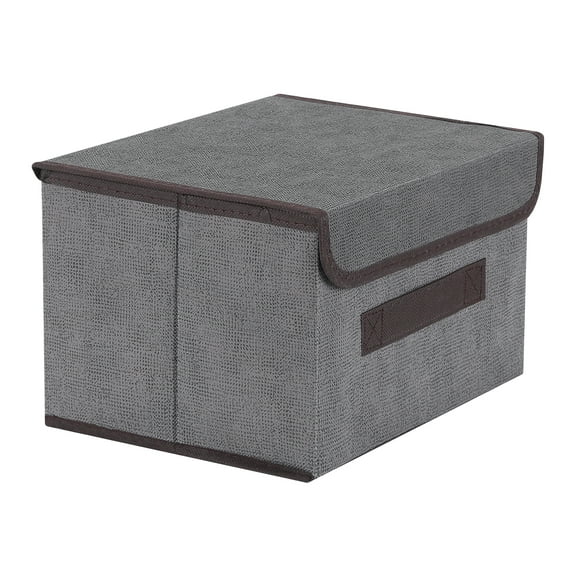 REGALWOVEN Collapsible Fabric Storage Bin Basket with Lid and Handle, Storage Cube for Shelves Closet Organizing Clothes Books Grey 10*7.5*6in