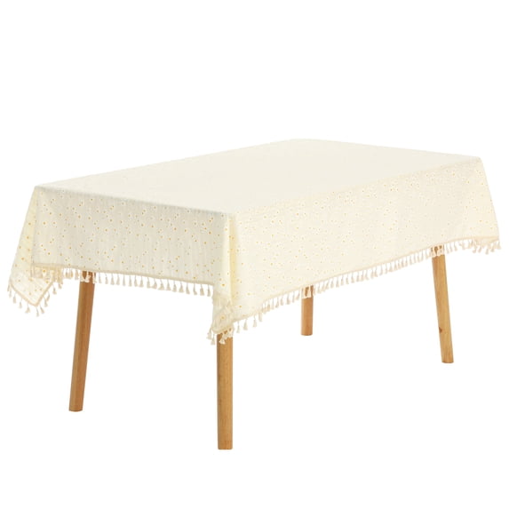 REGALWOVEN Uxcell Cotton Tablecloth Soft Table Cover for Kitchen Dining Room, Tassels 39"x55"