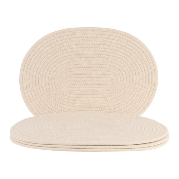 REGALWOVEN Farmhouse Placemats Set of 4 Cotton Rope Placemats for Dining Table Decor Indoor Outdoor Kitchen Table Mat Wipe Clean Khaki 15.5*12in