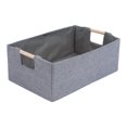 thumbnail image 1 of REGALWOVEN Foldable Storage Basket with Wood Handles, Fabric Storage Bin for Shelves Closets Gray 15*10.6*5.9, 1 of 5