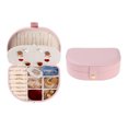 thumbnail image 1 of REGALWOVEN Uxcell Accessory Box, Small Portable Seashell-Shaped Accessory Case, 2 Layer PU Leather Mini Accessory Organizer Pink, 1 of 7