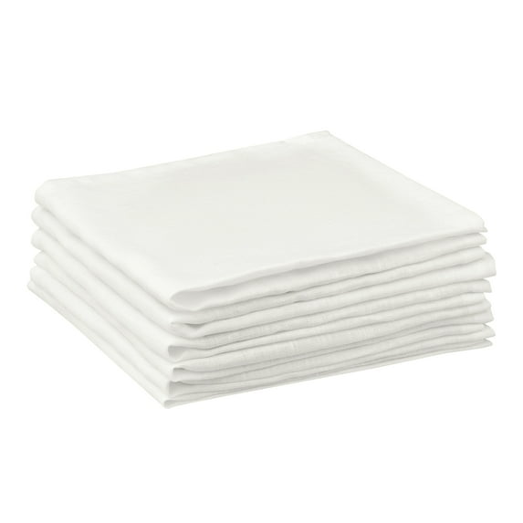 REGALWOVEN Linen Napkins Cloth Napkins Set of 6 White 14"x14"