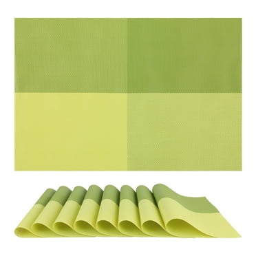 DRMHM PVC Placemats Set of 8, Placemats for Kitchen Dining Table Decor Washable Heat Resistant Table Placemats Wipeable Place Mat Green 18*12in