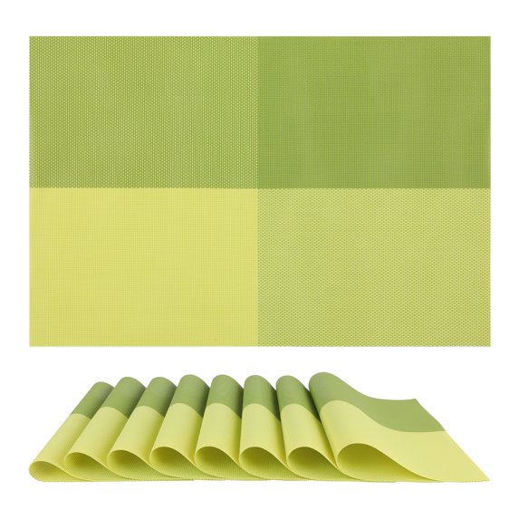REGALWOVEN Placemats Set of 8, Placemats for Kitchen Dining Table Decor Washable Heat Resistant Table Placemats Wipeable Place Mat Green 18*12in