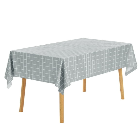REGALWOVEN Plaid Tablecloth Rectangle Table Cover for Dining Room and Restaurant, Light Grey 55'x79'