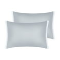 thumbnail image 1 of REGALWOVEN Pillow Cases Set of 2, Soft Satin Polyester Cooling Pillow Covers with Envelope Closure Gray White Queen, 1 of 7