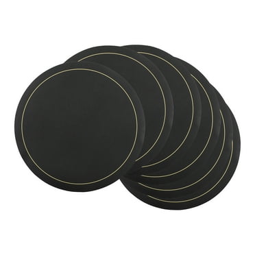 DRMHM Placemats Set of 6 Faux Leather Placemats for Kitchen Dining Table Decor Washable Heat Resistant Table Placemats Wipeable Table Mat Black 15*15in