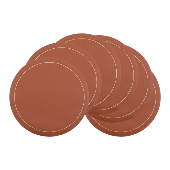 REGALWOVEN Placemats Set of 6 Faux Leather Placemats for Kitchen Dining Table Decor Washable Heat Resistant Table Placemats Wipeable Table Mat Brown 15*15in