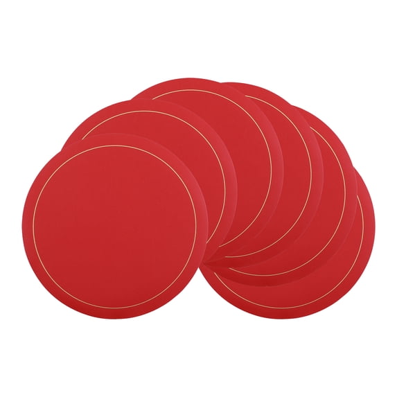REGALWOVEN Placemats Set of 6 Faux Leather Placemats for Kitchen Dining Table Decor Washable Heat Resistant Table Placemats Wipeable Table Mat Red 15*15in