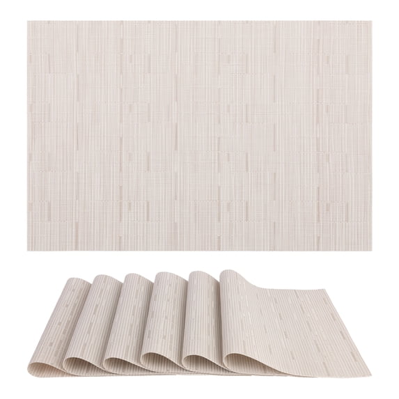 REGALWOVEN Placemats Set of 6 Placemats for Kitchen Dining Table Decor Washable Table Placemats Wipeable Table Mat Beige 18*12Inch