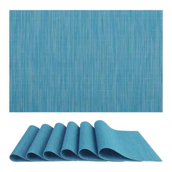 REGALWOVEN Placemats Set of 6 Placemats for Kitchen Dining Table Decor Washable Table Placemats Wipeable Table Mat Blue 18*12Inch